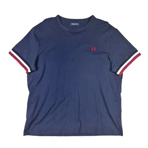 Fred Perry Tshirt XXL Striped cuffed sleeves Blue 2XL - Picture 1 of 4