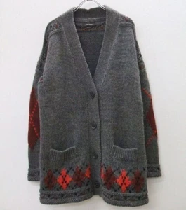 ISABEL MARANT Argyle cardigan size 34 knit charcoal gray red Ladies tops Used - Picture 1 of 6