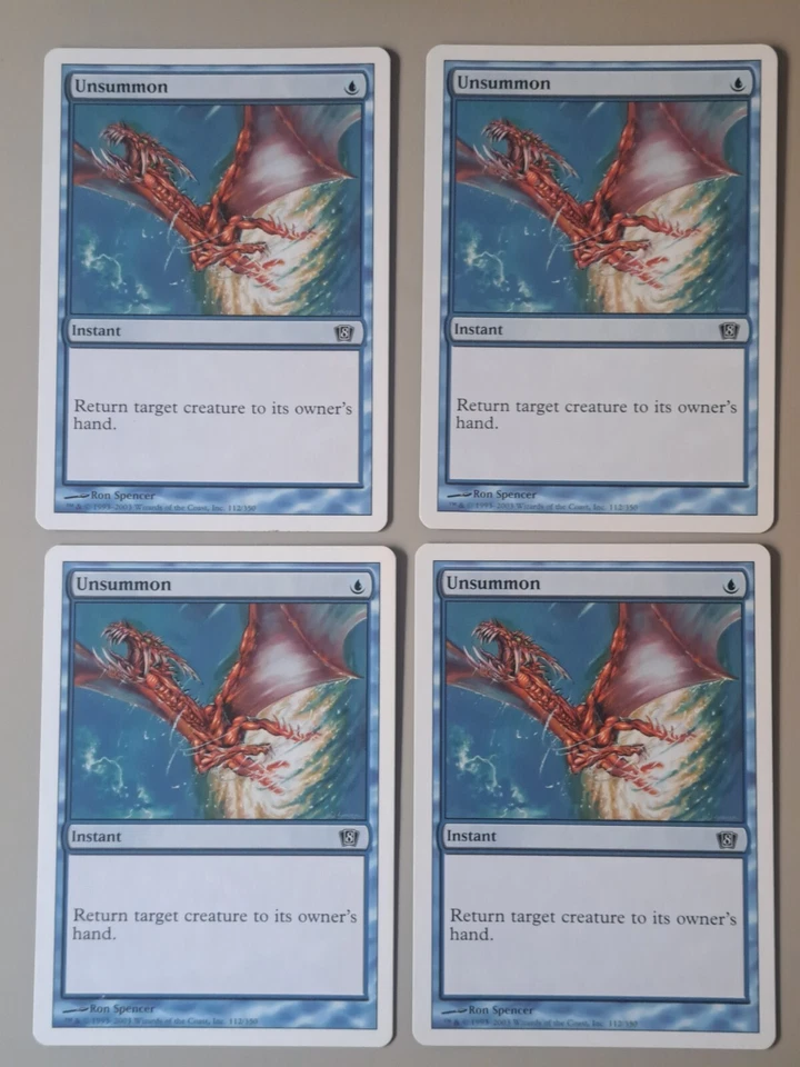 4x Unsummon - Mtg Eighth Edition 8ED Common Excellent (EX) - Imagen 1 de 1