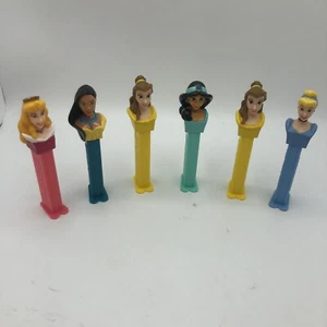 6 Disney Princesses Pez Dispenser  Aurora Cinderella Belle Jasmine Pocahontas - Picture 1 of 7