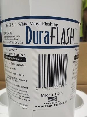 DuraFlash White Vinyl Flashing 105009W, 10" x 50'