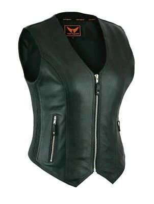 LuxHide Womens Cowhide Motorcycle Classic Leather Vest Gun Pocket - Image 1 of 4