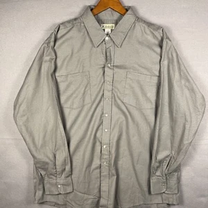 Vtg Haband Pearl Snap Flannel Shirt XXL/T Steele Gray Long Sleeve Military - Picture 1 of 10