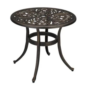 Cast Aluminum Outdoor Patio Round Dining Bistro Table Conversation Table Bronze - Picture 1 of 12