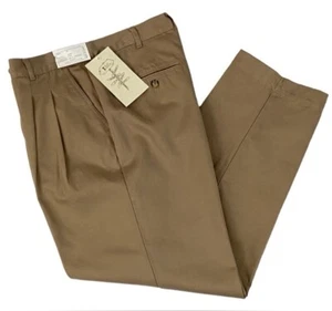 Pantaloni kaki plissettati a vita alta Trail Designs vintage anni 90 nuovi con etichetta donna taglia 14 - Foto 1 di 12