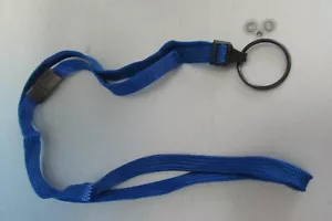 Qty. 25 BRADY BLUE 3/8'' FLAT Lanyards BREAKAWAY METAL SPLIT RING 2137-3672 - Picture 1 of 3