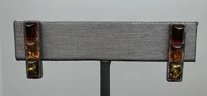 Sterling Silber dreifarbige Bernstein Ohrringe Tropfen Einfassung Set Posten 3/4" lang - Bild 1 von 4
