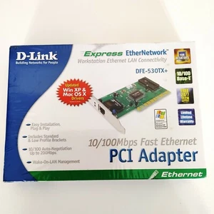 D-LINK PCI ADAPTER10/100 MBPS FAST ETHERNET DFE-530TX+ EXPRESS DESKTOP SEALED!! - Picture 1 of 2