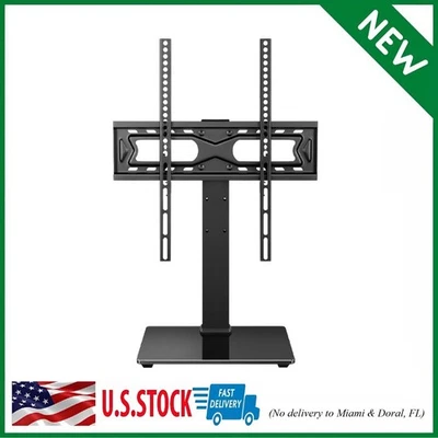 Suporte de TV universal 27-65 polegadas LED LCD giratório altura ajustável com base de vidro - Imagem 1 de 4