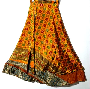 Incredible-art Vintage Silk Sari Magic Wrap Skirt Reversible Double Layer skirt, - Picture 1 of 6