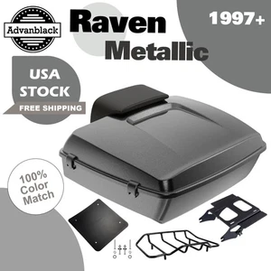 Raven Metallic Chopped Tour Pack Luggage Fits 1997+ Harley Davidson Touring - Picture 1 of 15