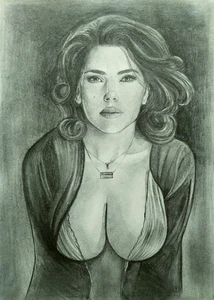 BLACK WIDOW Avengers Star Wars DRAWING female NUDE drawing PIN UP nu GIRL - Picture 1 of 2