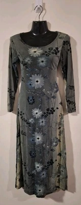 Vintage 90s Long Sleeve Bodycon Floral Dress- Size M- Made In USA (#84) - image 1 of 3