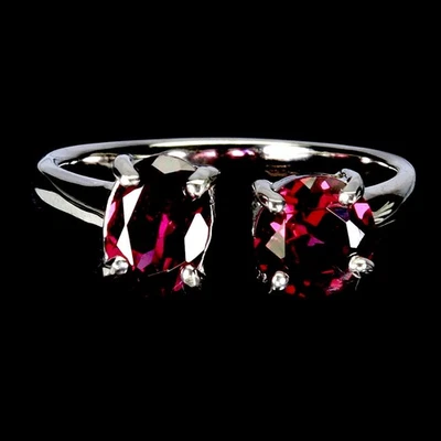 Anillo de plata de ley 925 ovalado rodolita granate 7x5 mm piedras preciosas joyería tamaño 7,5 Foto 1 de 4