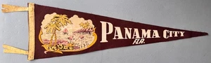 VINTAGE 1950’s “PANAMA CITY” Pennant 8.5” H x 26.5” L-W/4” Tassels - Picture 1 of 4