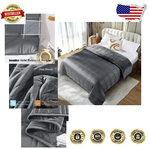 Dual-Sided 20 lbs Weighted Blanket - Soft Flannel & Cooling Viscose, 88"x87" - Picture 1 of 8