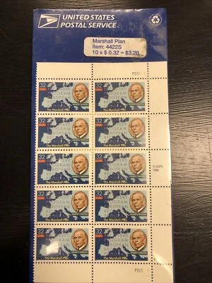 Vintage 1998 USPS Postage Stamp  #4422S 10 x 32 cent The Marshall Plan Sealed - Image 1 of 4