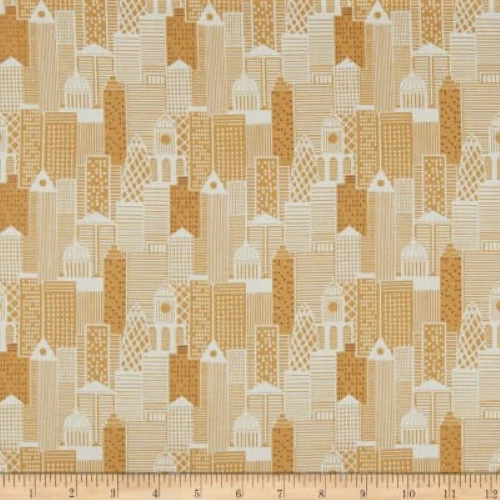 Por Lewis & Irene CITY NIGHTS con estampado de detalles de cobre metálico 100 % tela de algodón patio Foto 1 de 3