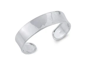 925 Sterling Silver Oval Cuff Bangle Bracelet - High Polish - 15 mm width - Picture 1 of 6