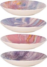 4 Assorted Pink Abstract 9.5" Pasta Bowls Made in Portugal