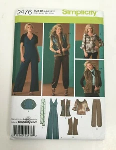 Simplicity 2476 Jumpsuit Pants Peasant Top Reversible Vest Shrug Scarf 4-12 UC - Picture 1 of 4