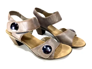 Rieker Sandals Women's 40 Heels Casual Slingback Strappy Beige Leather Open Toe - Picture 1 of 11