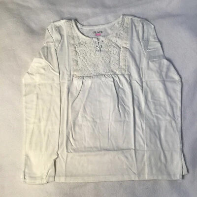 Camisa The Childrens Place Girls Blanca Manga Larga Gris XL (14) Foto 1 de 3