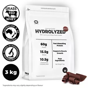 100% HYDROLYZED WHEY PROTEIN ISOLATE 3KG - CHOCOLATE - Picture 1 of 8