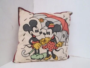 Disneyana- Throw Pillow-Antique Mickey and Minnie Mouse with umbrella - Picture 1 of 1