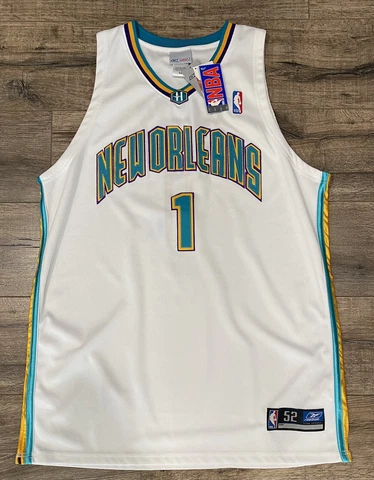 New Orleans Hornets Baron Davis #1 White Stitched Reebok Authentic 52 Jersey NWT Cover