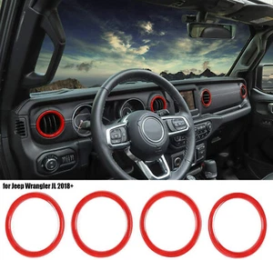 Dashboard Air Vent Outlet Cover Trim Ring For Jeep Wrangler JL JT 2018-2020 Red - Imagen 1 de 6