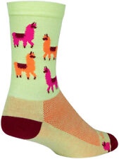 SockGuy Mo' Llamas Crew Socks - 6 inch Green/Pink/Orange Small/Medium