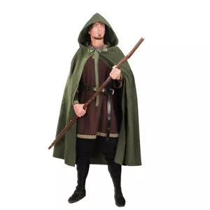 Renaissance Hooded Cape Witch Cloak with Hood Medieval Hobbit Halloween Costu... - Picture 1 of 6