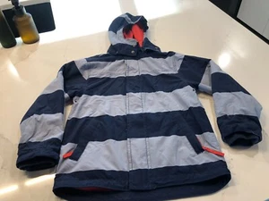 Mini Boden Boys 9-10 Navy & Blue Hooded Full Zip Lightweight Jacket Elastic Cuff - Picture 1 of 7