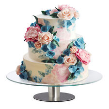 Glass Cake Stand Plate Rotating Pedestal Modern Elegant Wedding Birthday 7x30cm