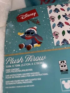 NWTDisney Lilo & Stitch Christmas Plush Throw Blanket 50”x70” Bulbs Angel Kisses - Picture 1 of 2