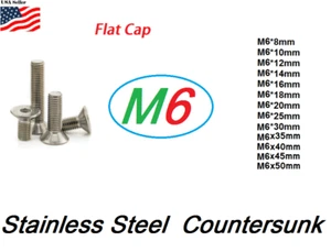 M6 metric 8mm to 50mm Hex bolt Flat head Stainless Steel Allen Screw Countersunk - Picture 1 of 1