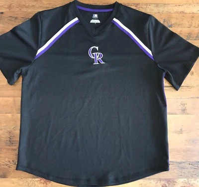 Camiseta deportiva Colorado Rockies negra bordada CR para hombre talla grande MLB Foto 1 de 4