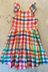 Crewcuts bright rainbow plaid dress girls size 6 perfect condition - Picture 1 of 2