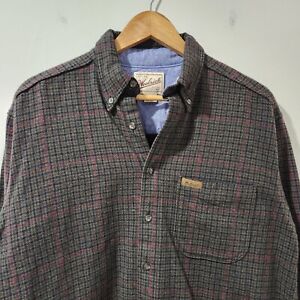 Chemise vintage à manches longues à carreaux laine boutonnée fabriquée USA XL