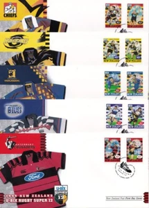 New Zealand 1999 Rugby U-Bix Super 12 Set of 5 FDCs - Picture 1 of 1