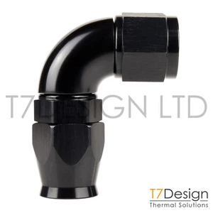 AN12 90 Degree PTFE Full Flow Braided Hose Fitting -12 AN12 JIC Black - Picture 1 of 1