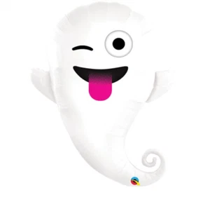 Halloween Emoticon Ghost Qualatex 34 Inch Supershape Foil Balloon - Picture 1 of 1