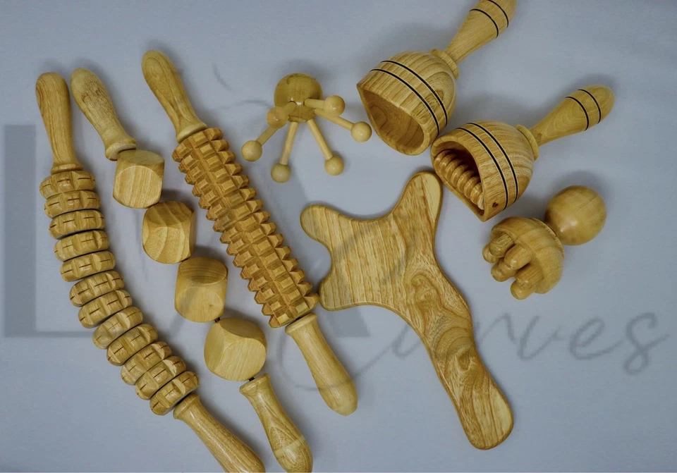 Kit/Juego de herramientas de terapia de madera colombiana 8 piezas, la mejor oferta que hay herramientas básicas Foto 1 de 4