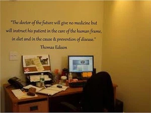 The Doctor of the Future Thomas Edison quote, Chiropractic Offices wall decal - Picture 1 of 3