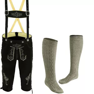 Trachtenset Trachten Set Herren Trachtenlederhose Schwarz Trachtensocken LE2S - Bild 1 von 7