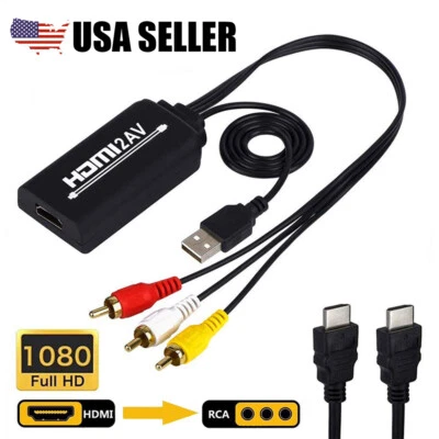 HDMI to RCA AV Converter Adapter 1080P For TV Audio Video  Composite Stereo CVBS - Image 1 of 4