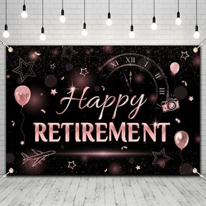Happy Retirement Party Backdrop Photography Background Banner Photo Boot Props - Picture 1 of 6