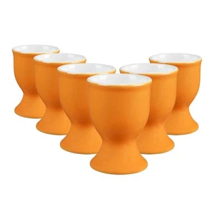 6x Coloured Ceramic Egg Cups Breakfast Hard Soft Boiled Egg Holder 5cm Yellow - Picture 1 of 6