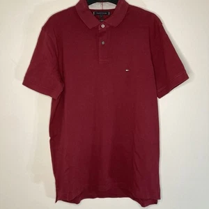 Tommy Hilfiger Men’s Polo Shirt L Burgundy Red 1985 Regular Fit - Picture 1 of 11